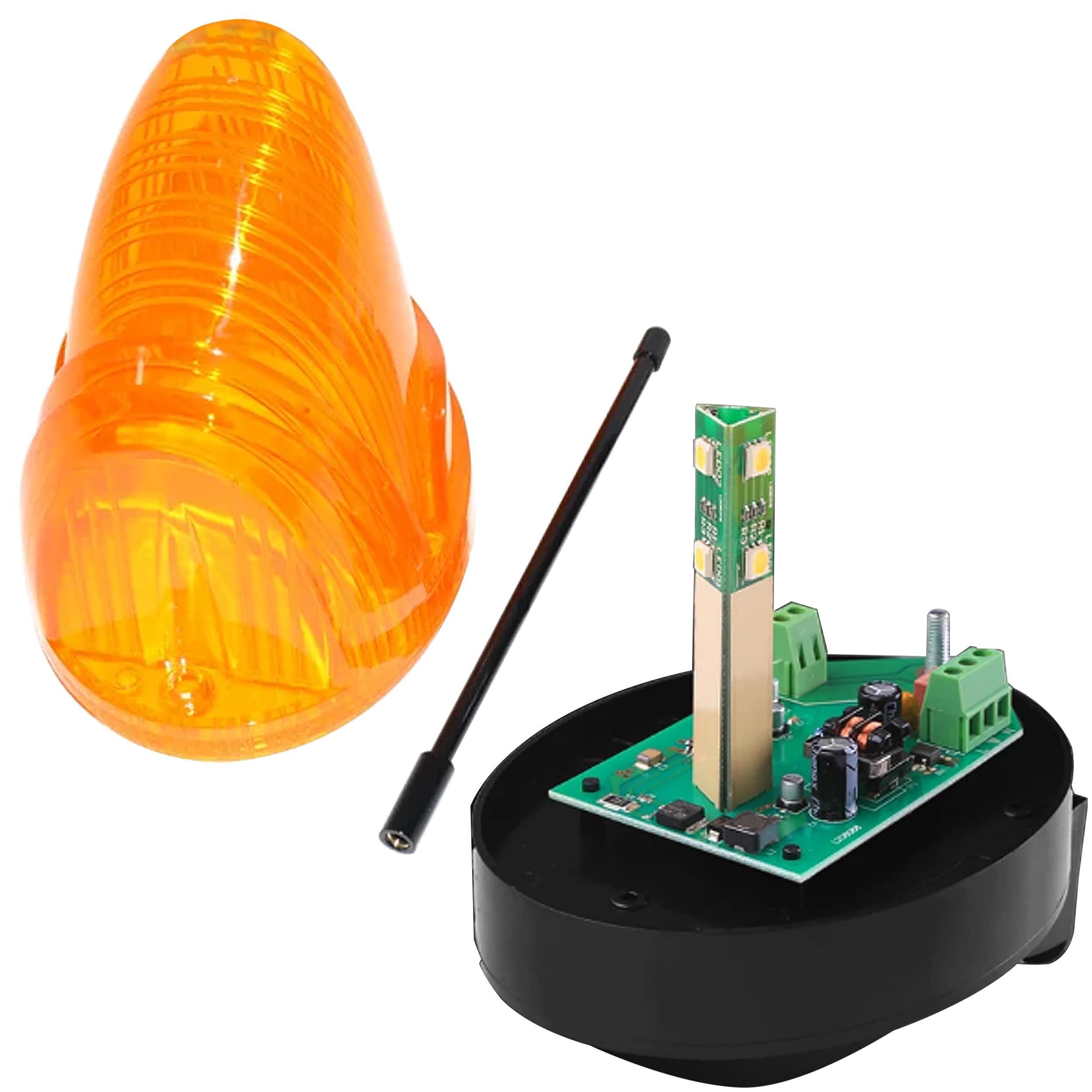 Intermitente para puerta automática 220 V universal con antena 433,92 MHz intermitente LED AC/DC 12 V – 265 V largo voltaje, impermeable, con soporte de instalación
