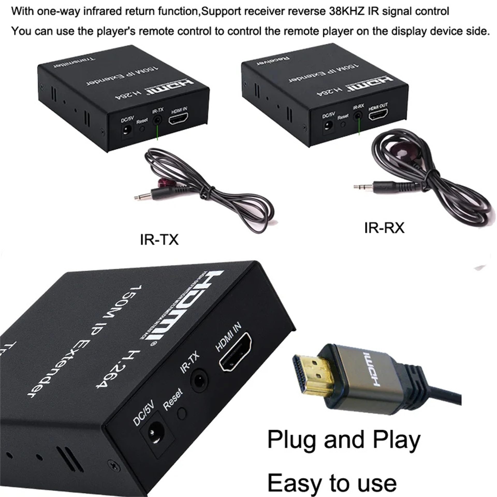 1080P 150M HDMI IP Extender, przez sieć Ethernet RJ45 Cat6 Cat6 6a Przedłużenie kabla przez przełącznik 1 nadajnik do Multi odbiornik do PS4 Laptop TV (TX+RX)