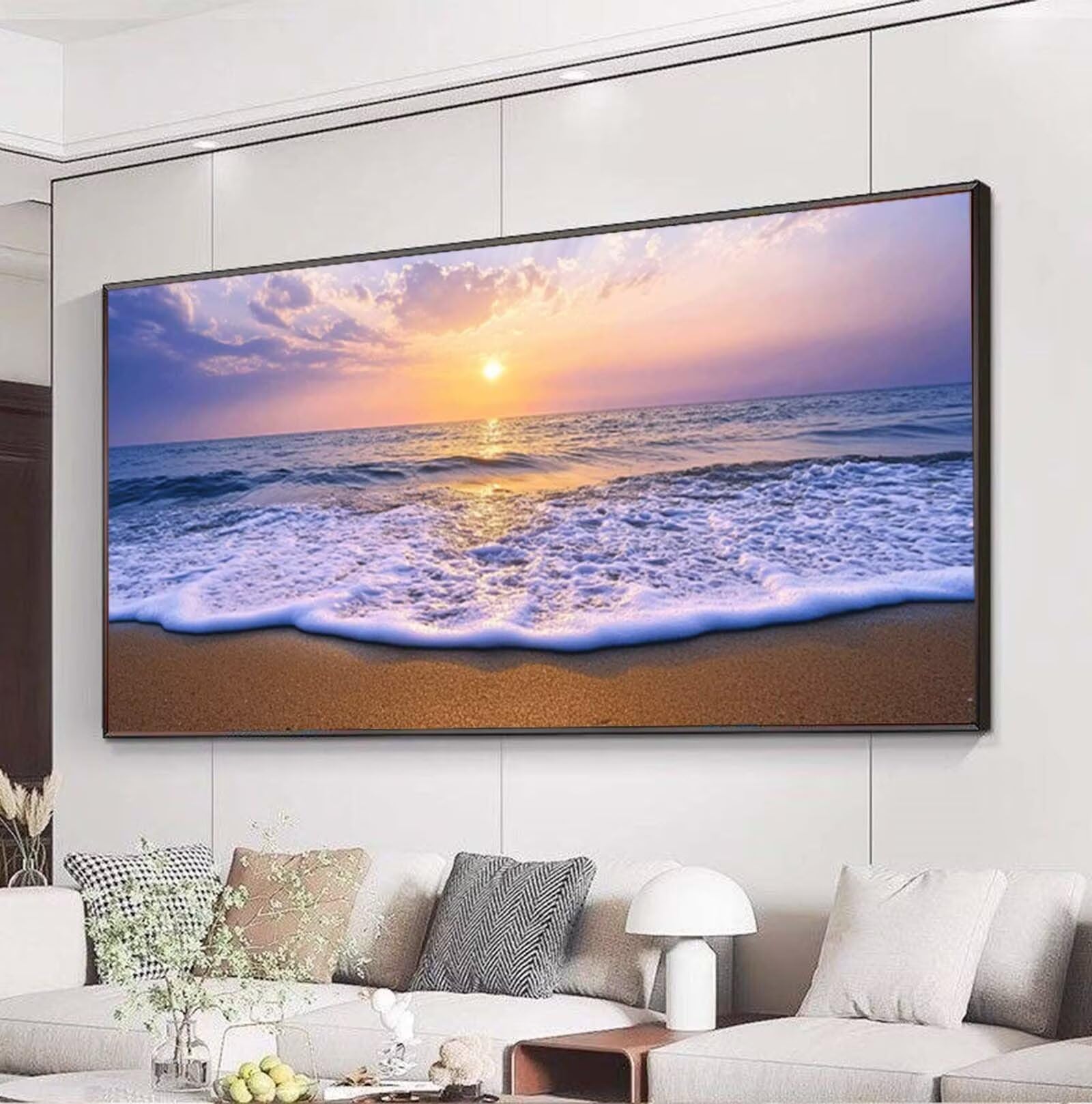 Diament Malarstwo Dorosły Duży Format Zachód słońca, 5D Diament Haft Diamentowy Kompletny zestaw, Plaża Ścieg krzyżykowy Cyrkonie Diament Sztuka rekreacyjna Kreatywne Rozrywki Dorośli, Wystrój 100 x