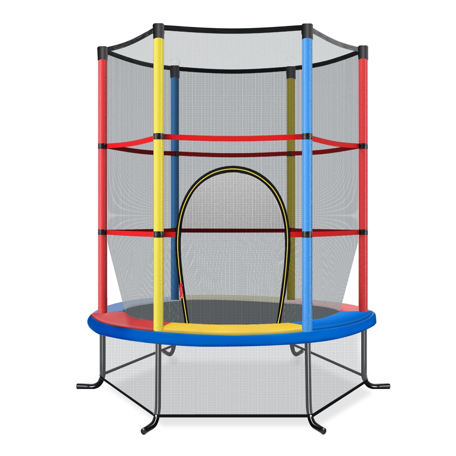 FANTASK Trampolín para Interior/Exterior con Red de Seguridad, diámetro de 165 cm, Cama elástica para jardín hasta 135 kg, para niños a Partir de 3 años
