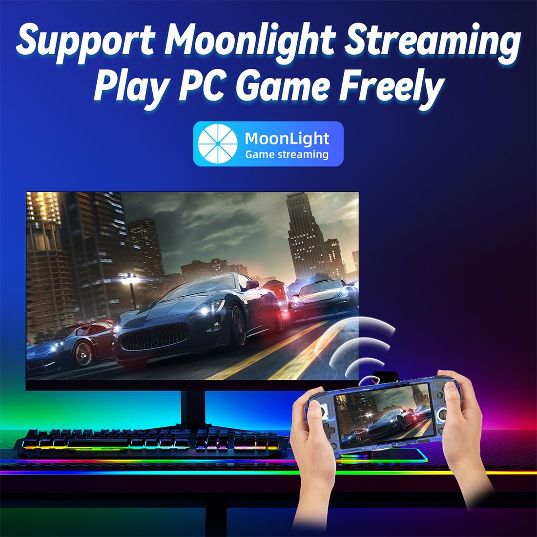 ANBERNIC RG556 Console da Gioco Portatile Retrò con 8000+Classic Games, 5.48 IPS AMOLED Screen Console di gioco Android Regalo per Bambini Adulti ((4+256G)+128G)