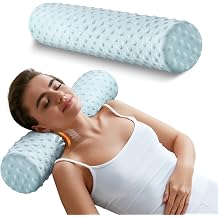 Memory Foam 4" Round Pillow, Cervical Neck Roll Pillow for Pain Relief