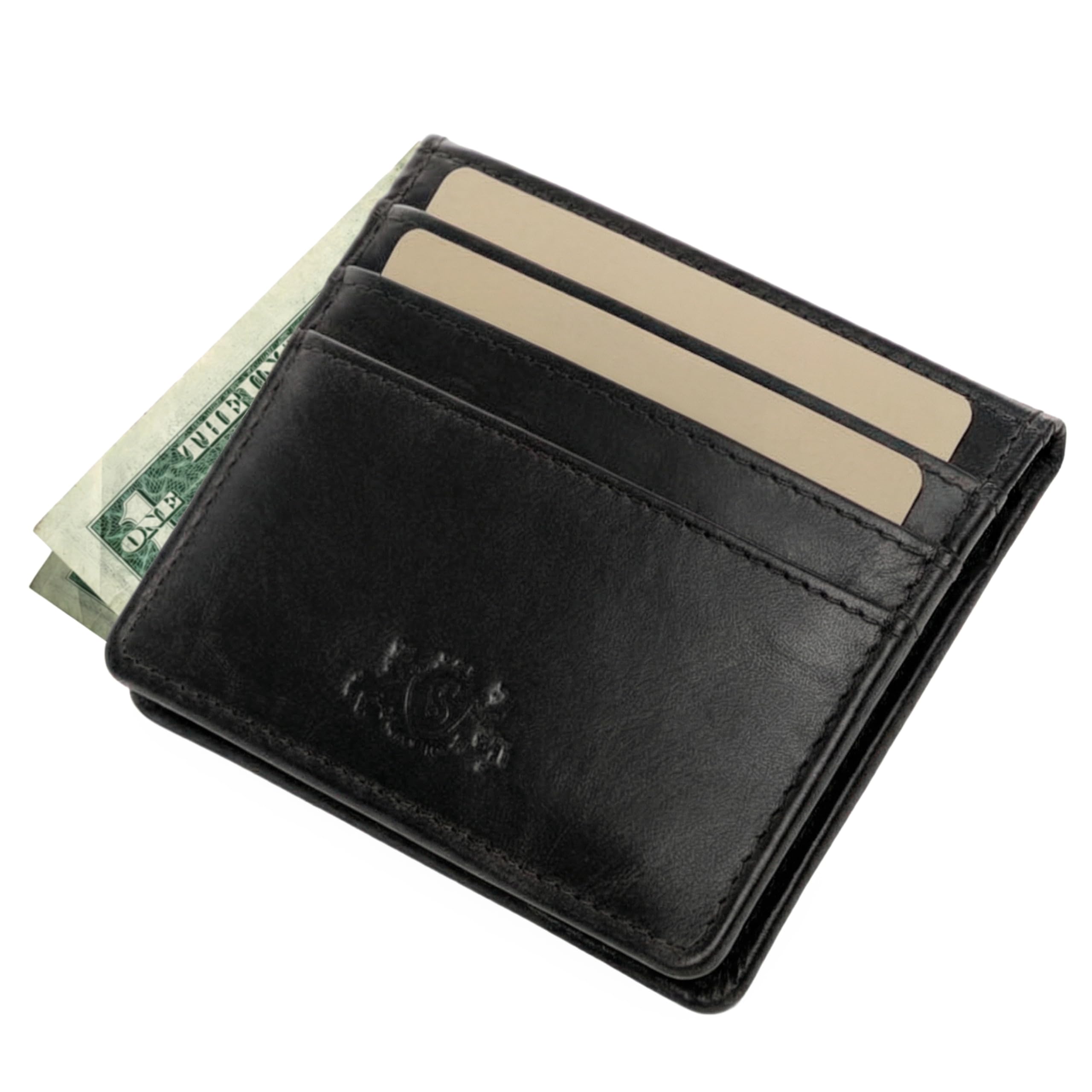 SID & VAIN® Tarjetero RFID protección Earnest Billetera Ultra Fina Monedero Delgado Piel Genuina Negro Unisex, Mujer, Hombre | Hecho a Mano