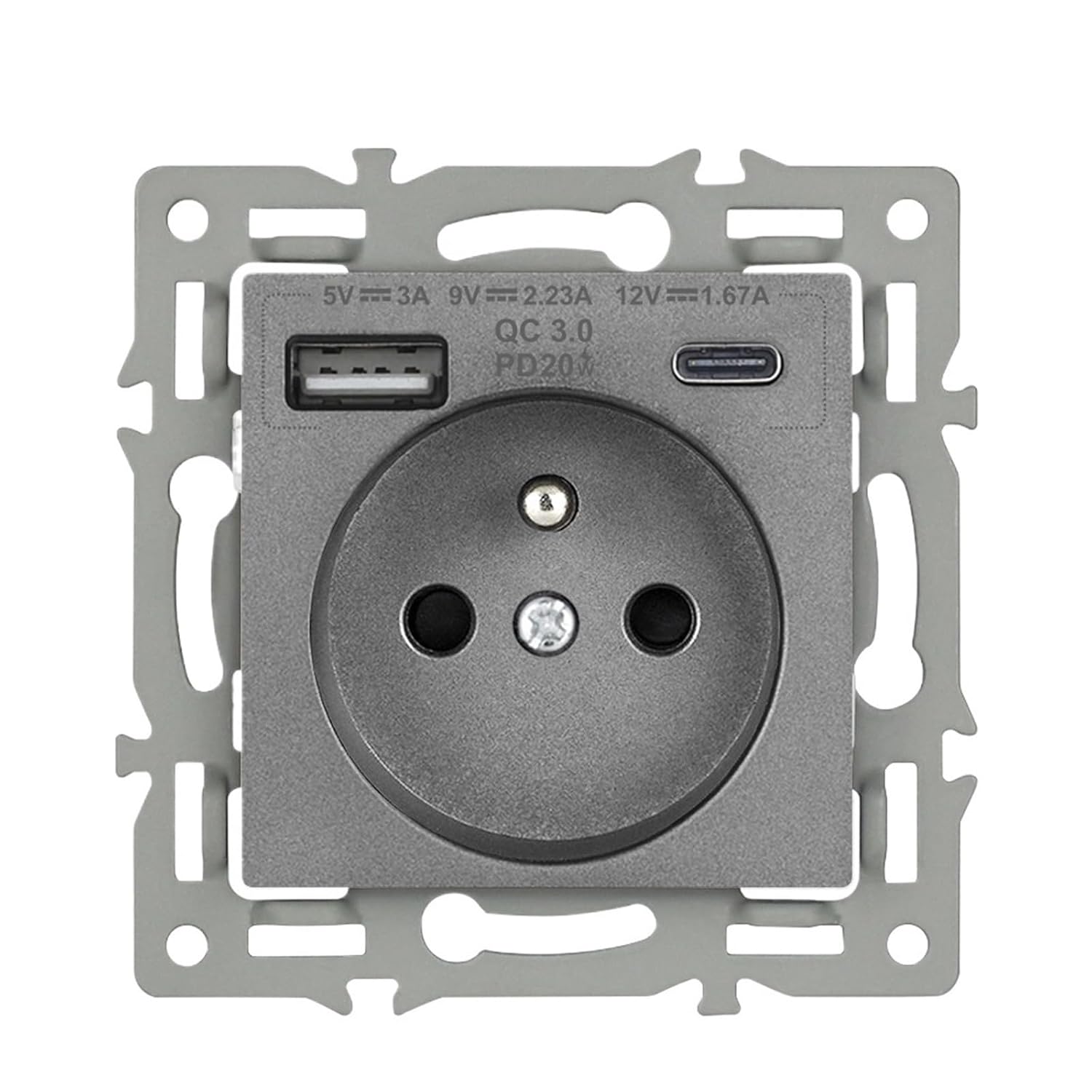 F6 EU Standard Electrical Socket Switch‌ ‌Tempered Glass Panel Dimmer‌ ‌Modular Multi-Frame Series‌ ‌DIY Installation‌ ‌FR(FR AC 20W)