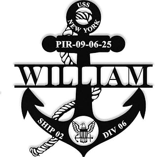 Personalized Navy Boot Camp Graduation Sign – Custom Metal Wall Art with PILOT (PIR) Ribbon & Ship Design | Nautical Anchor Decor for Home, Door, Gift | 8-24 Inches (Navy a)