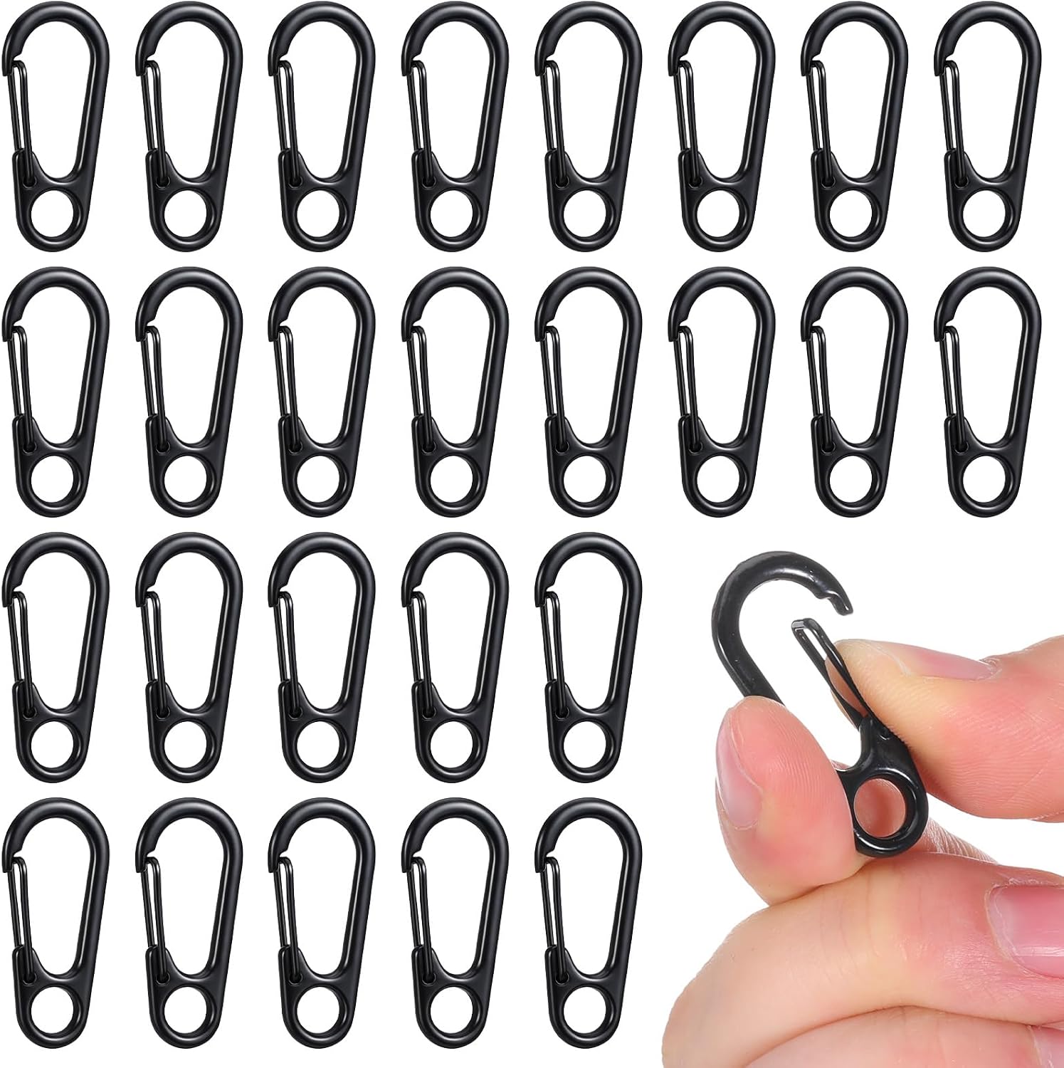 30 Pcs Tiny Spring Snap Hook Keychains, Mini Alloy Key Chain Clip Hooks, Small Hanging Buckle for Outdoor Hiking Fishing Camping Backpack Accessories