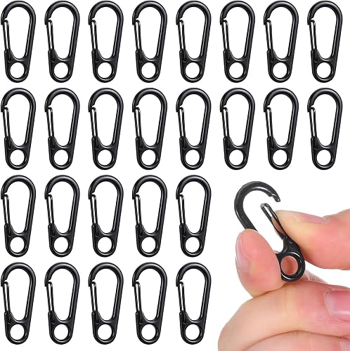 30 Pcs Tiny Spring Snap Hook Keychains, Mini Alloy Key Chain Clip Hooks, Small Hanging Buckle for Outdoor Hiking Fishing Camping Backpack Accessories