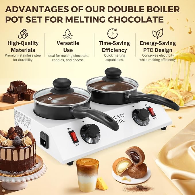 Máquina Fundidora de Chocolate Eléctrica Doble 1L Antiadherente Cerámica 80W miniatura 6