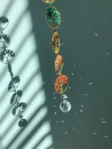 Miniatura 2 de Atrapasoles de cristal del árbol de la vida de los 7 chakras para ventana, hogar, oficina, decoración bohemia para colgar en la pared, prisma,