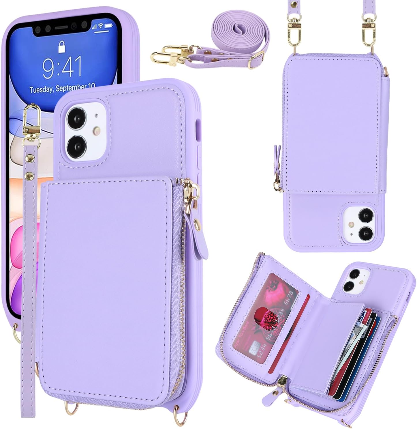 SunYoo for iPhone 11 Case with Card Holder for Women, for