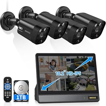 OOSSXX 4K 8.0 Megapixel & 130 Wide-Angle 2-Way Audio PoE Outdoor Home Security Camera System Wired Outdoor Video Surveillance IP Cameras System