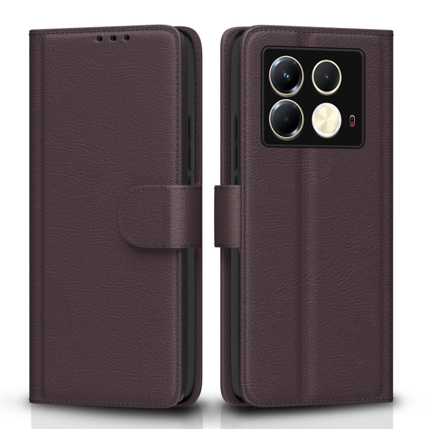 Pikkme Flip Cover for Infinix Note 40 5G Leather Finish | Inside TPU with Card Pockets | Wallet Stand and Shock Proof | Complete Protection Flip Case(Coffee)