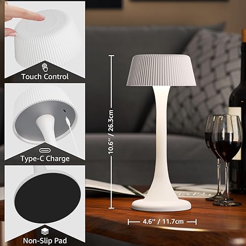 Miniatura 3 de uuffoo Lámpara de mesa recargable, lámpara de mesa para exteriores inalámbrica con atenuación continua y 3 temperaturas de color, luz nocturna a