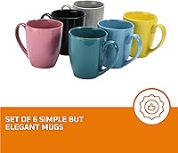 Vista 9 de Bruntmor 16 Oz Polka Dot Coffee Mug Set of 6, Large 16 Ounce Ceramic Mugcup Set In Black Polka Dot Design, Best Coffee Mug For Your Gift