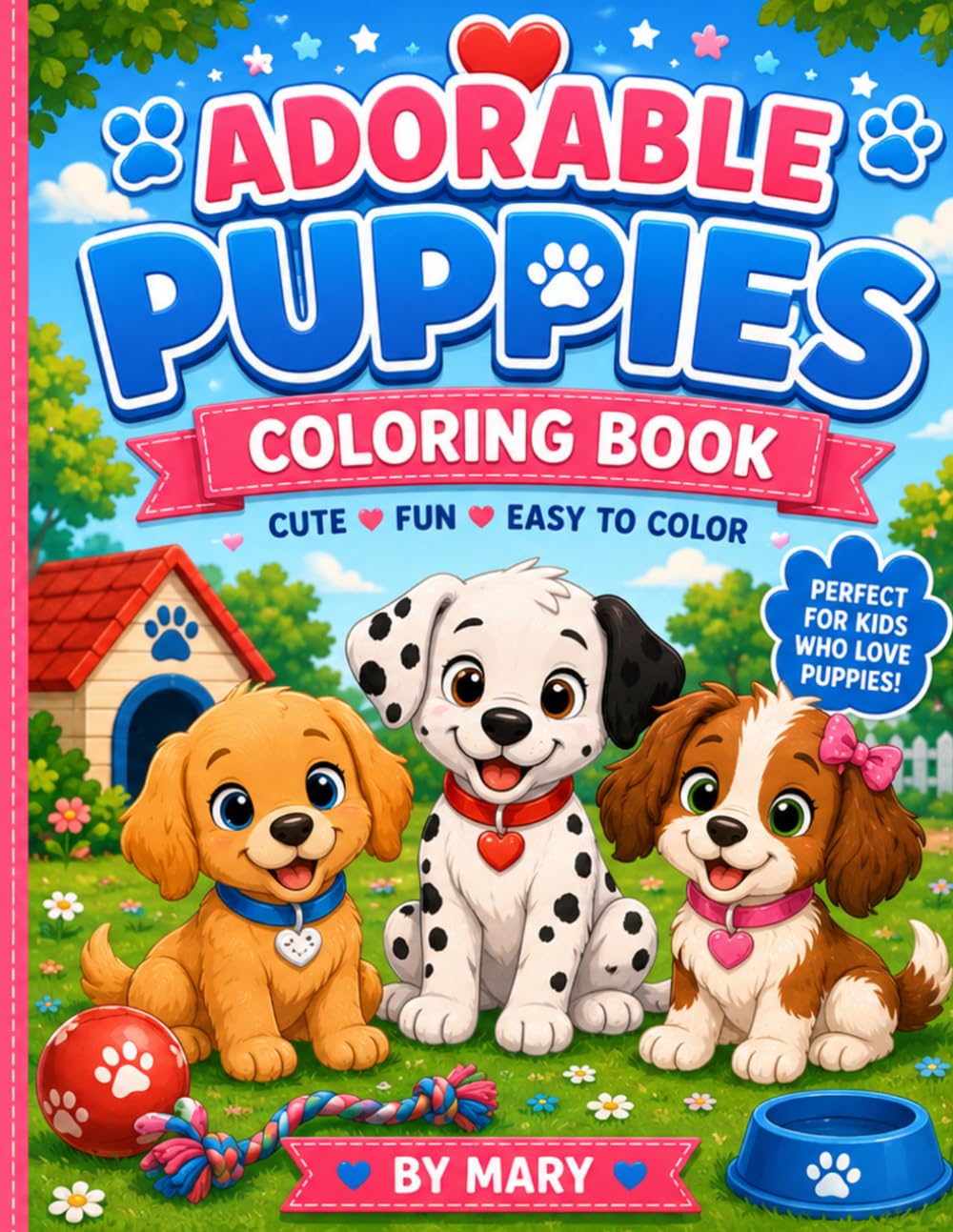 Adorable Puppies Coloring Book: Cute and Fun Puppy Coloring Pages for Kids