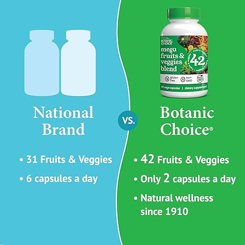 Miniatura 8 de Botanic Choice Mezcla de mega frutas y verduras  Total de 42 frutas y verduras como saúco, clorella, col rizada  Balance energético y suplementos