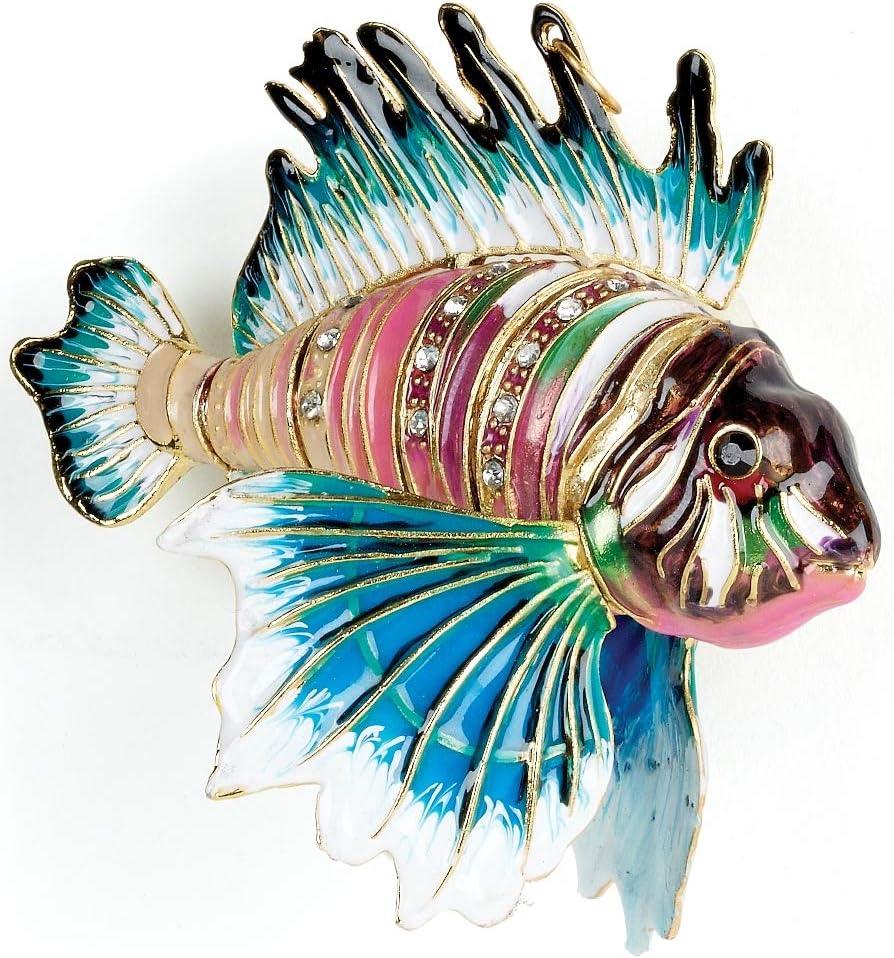 Enameled Ornament Jeweled Articulated XL Cloisonne Art Lionfish
