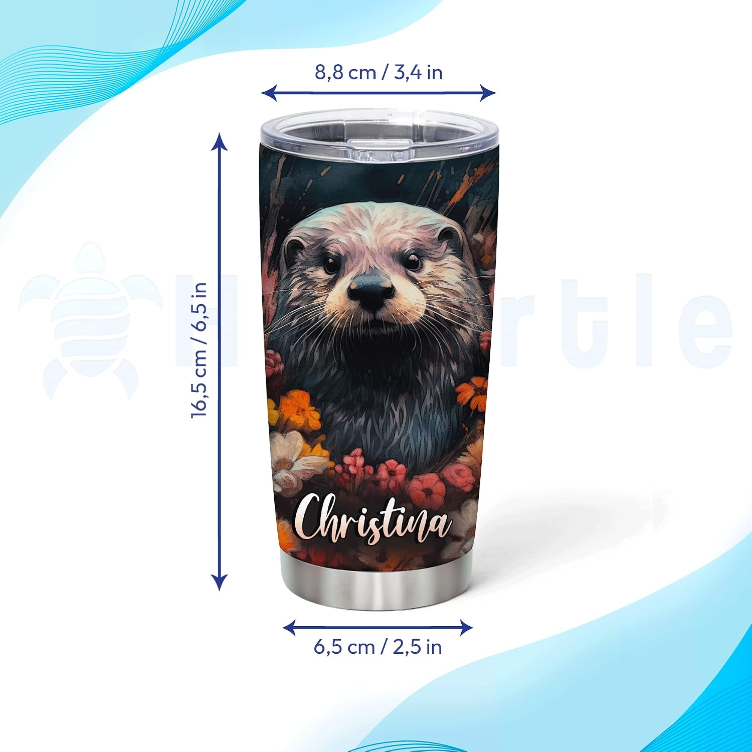 Hyturtle Personalized Otter Tumbler for Animal Lovers - Birthday Gift for Girls Women - Floral Just A Girl Who Loves Otters Custom Name 20oz Stainless Steel Tumbler