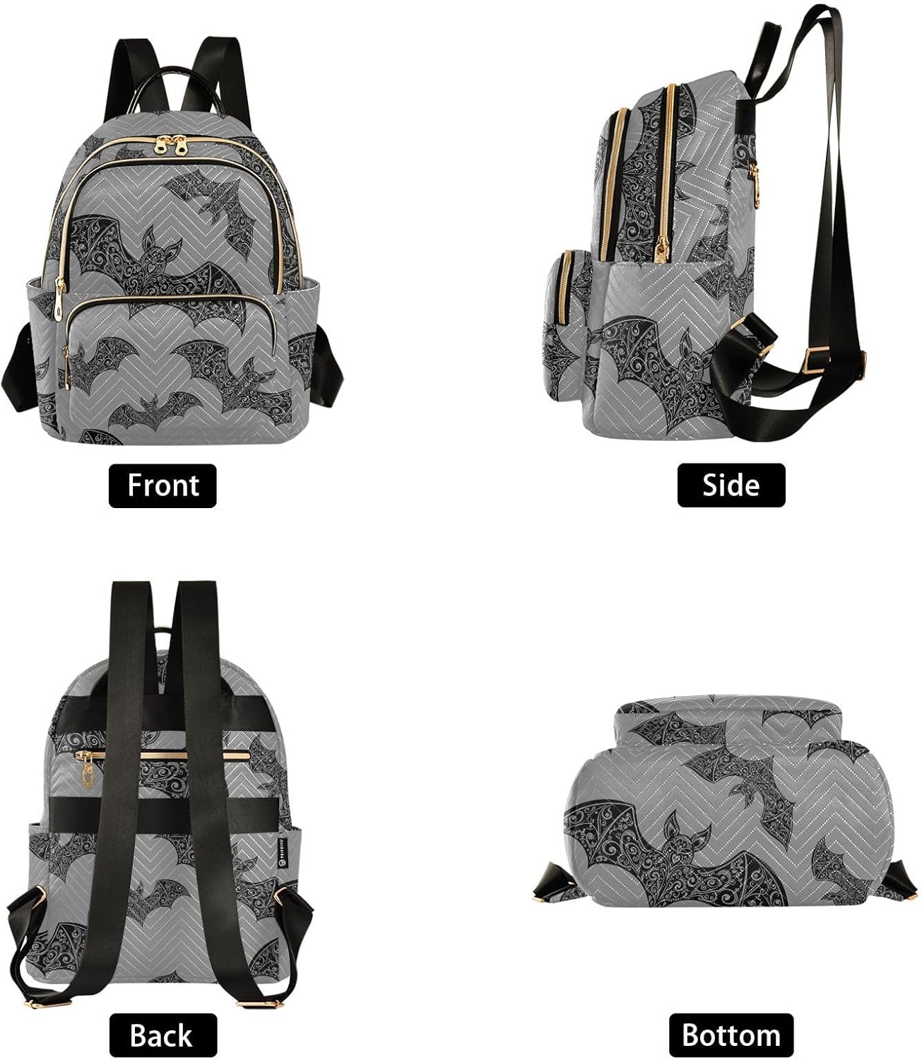 Gothic Bat Backpack Purse for Women Girls Mini Fashion Backpack Cute Laptop Back Pack for Lady Traveling College M - Image 2