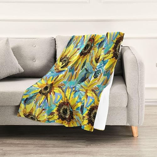 Miniatura 5 de KLL Sunflowers Impressionism Painting Blankets & Throws, Lightweight Comfy Throws for Office, Sofa, Home Decor, Winter Blanket 60x90 Inches Sofa