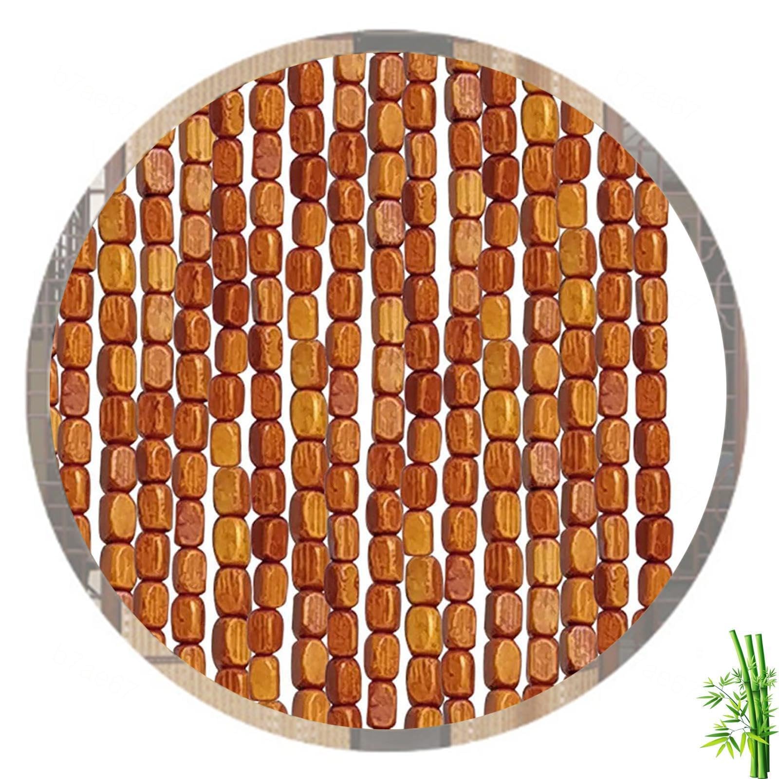 Mosquitera y cortinas de cuentas de madera natural ZUXWUX para salón