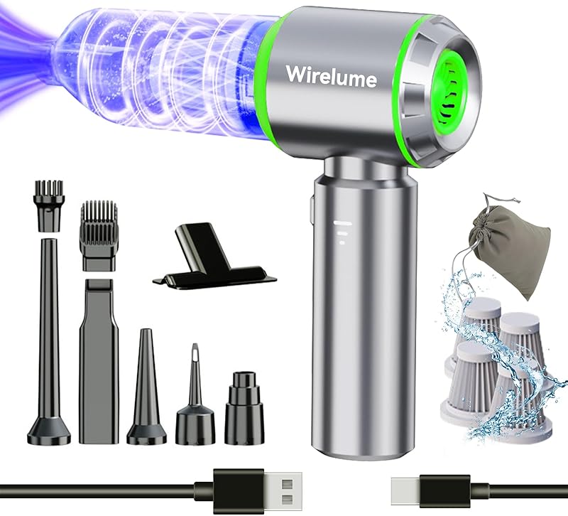 aspirateur à Main sans Fil pour Voiture Puissant Aspiration cyclonique de 25 000 Pa Moteur sans balais Portable Rechargeable léger pour Poils d'animaux véhicule Maison