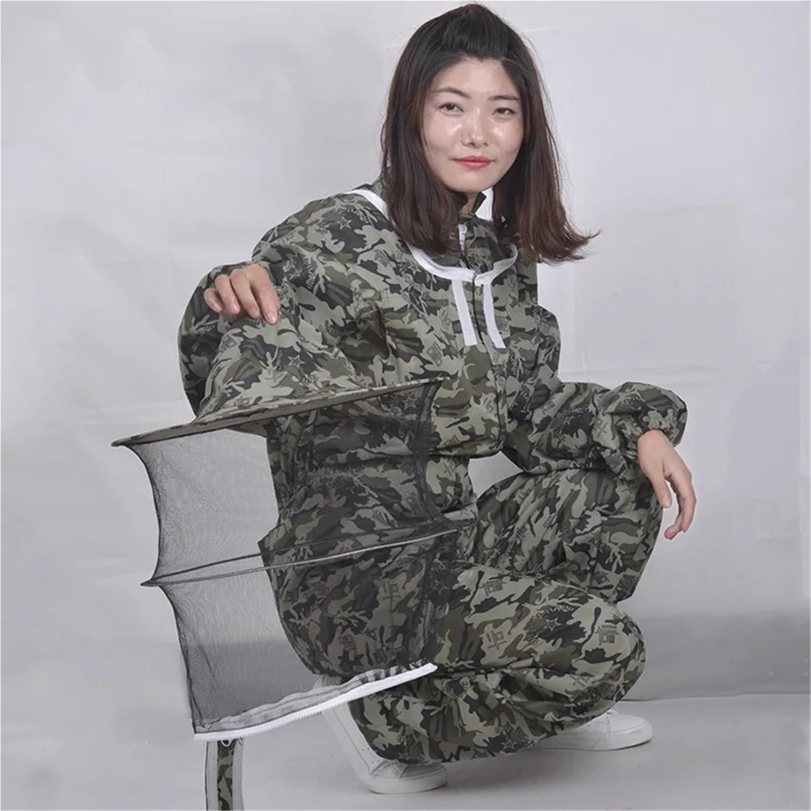 Traje de apicultor Profesional Suministros de apicultura Ropa protectora Chaqueta Pantalones Velo Vestido protector contra abejas Traje(L)