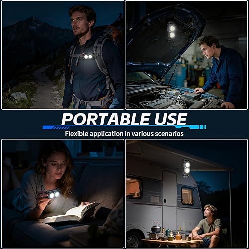 Miniatura 4 de Paquete de 3 faros delanteros recargables, faros LED recargables superbrillantes con sensor de movimiento, luces de cabeza de 3 modos para frente,