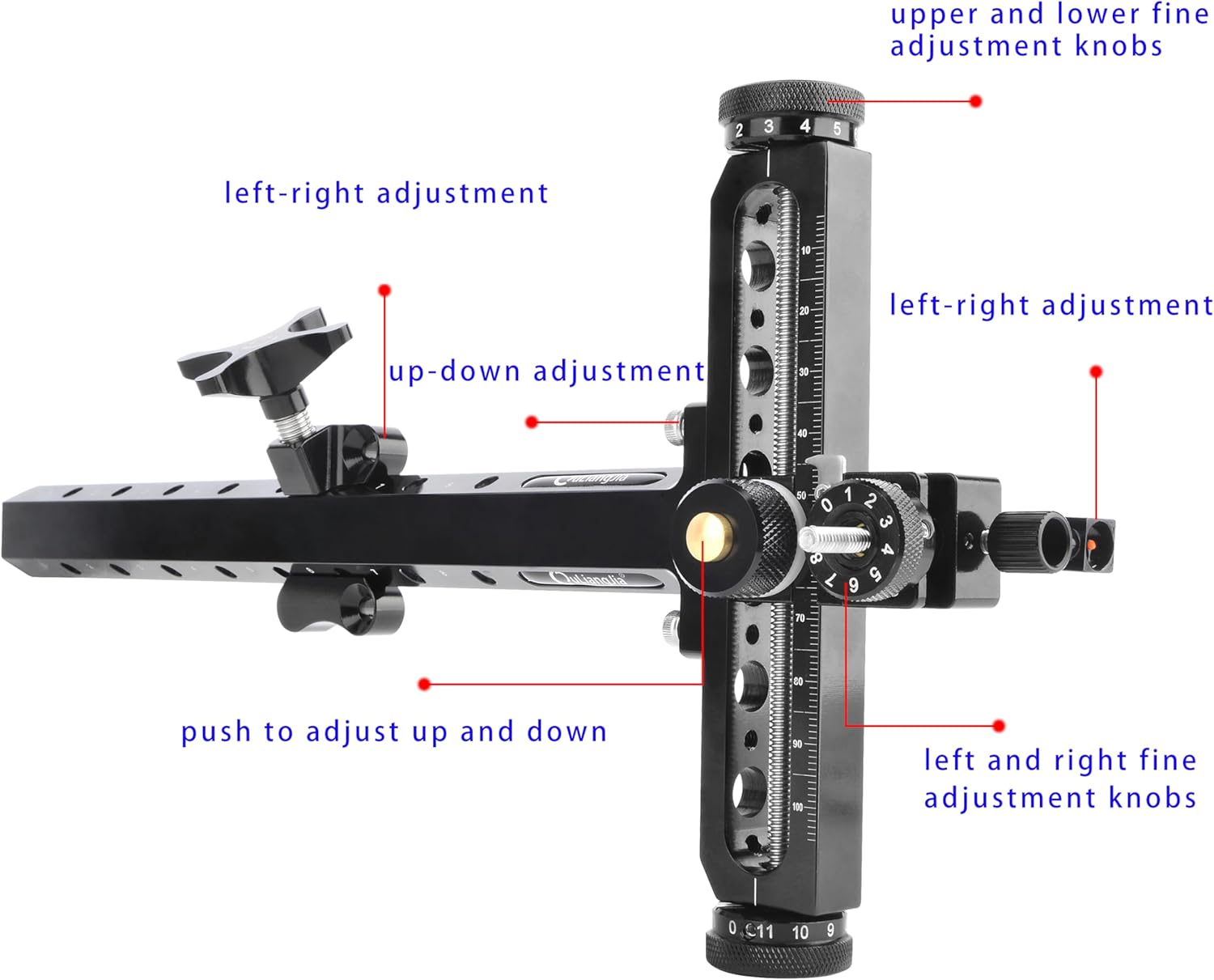 Archery Recurve Bow Sight Adjustable T-Shape Bow Sight Archery Target Sight for Recurve Bow Range Aiming Shooting Training for Adults and Beginners