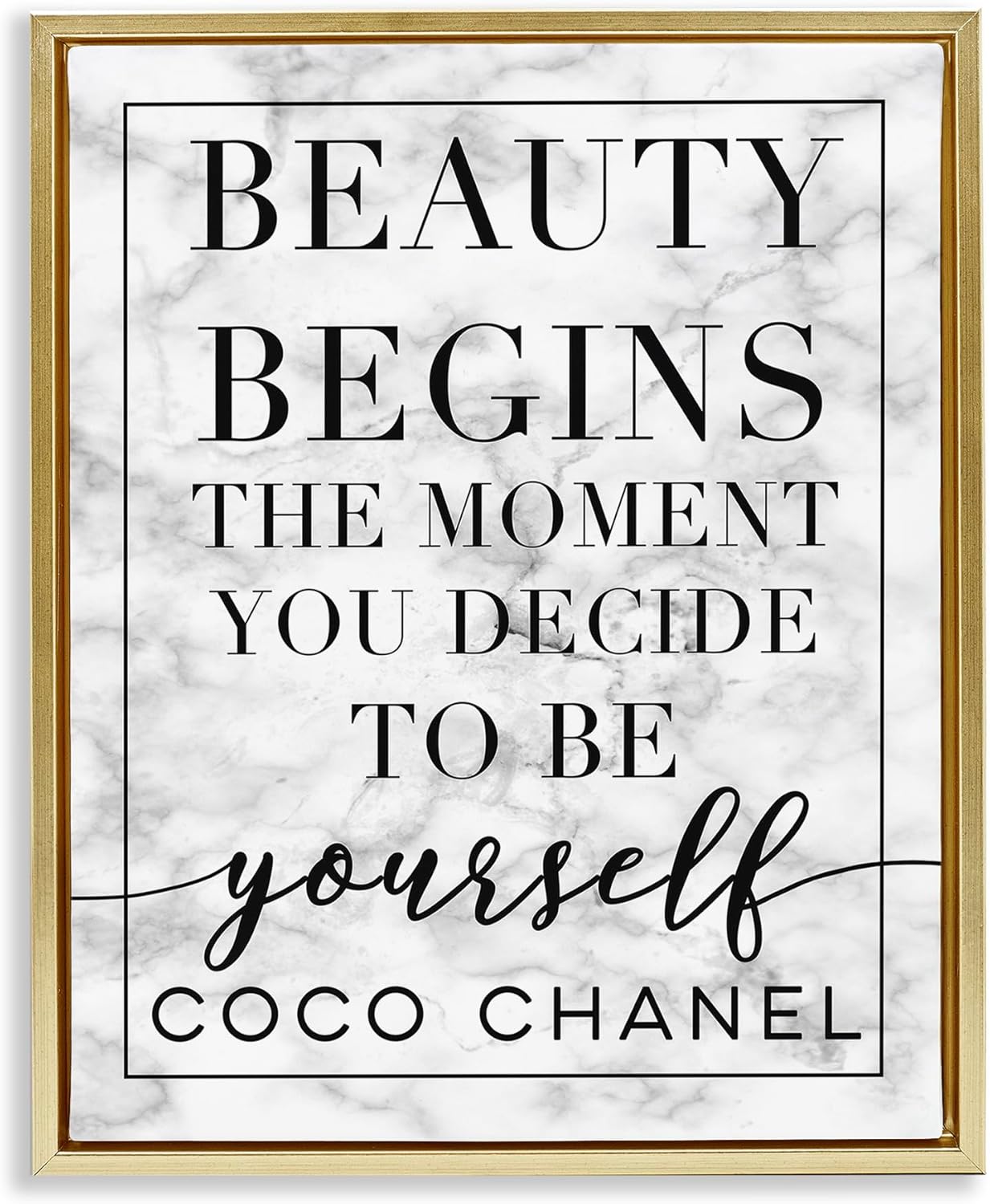 Stupell Industries Beauty Begins Once You Decide To Be Yourself White Marble Typography, Design by Daphne Polselli