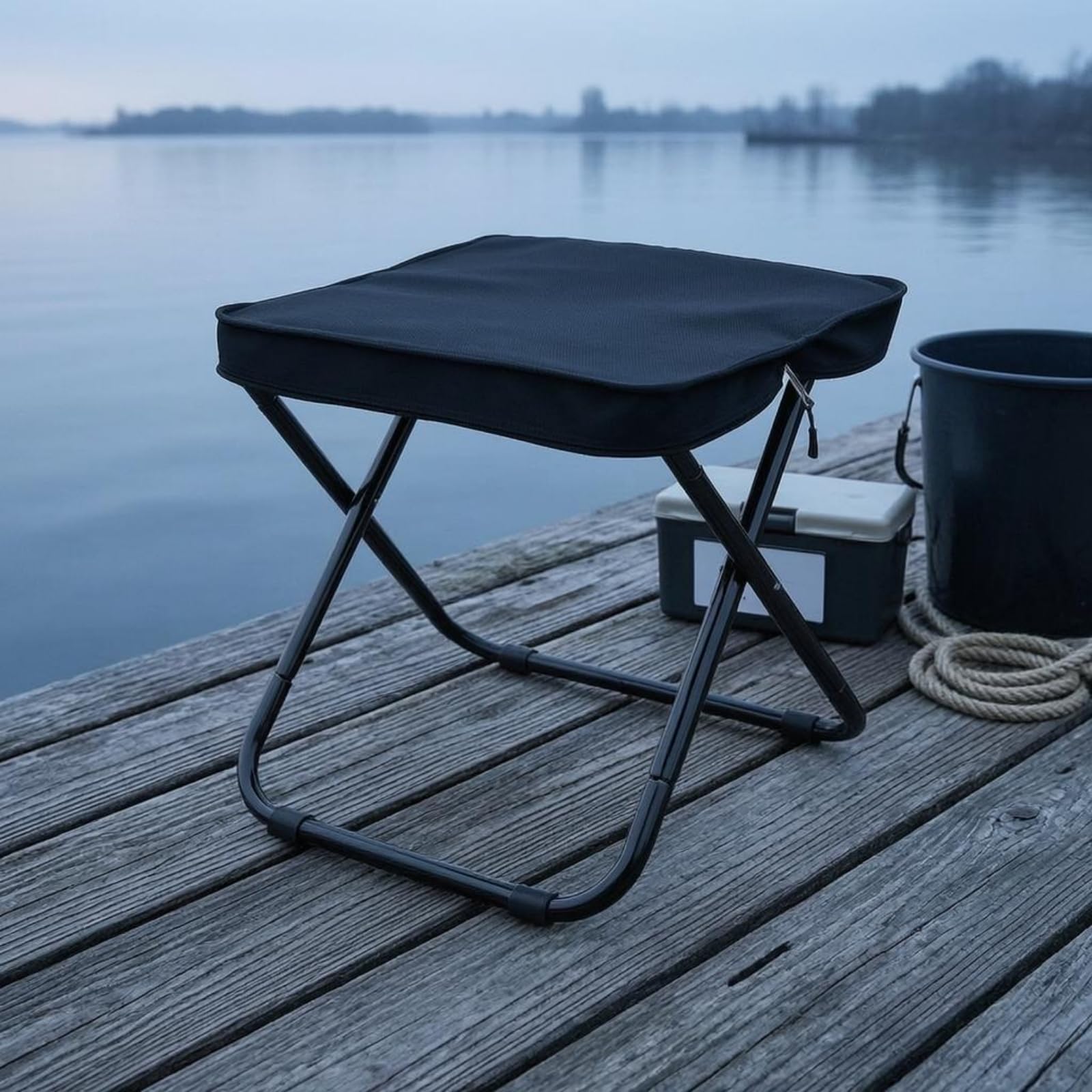 rockible Siège Portable Pliant Tabouret Aluminium Pliable Robuste Tube Rembourré Matériau Oxford Poids Léger Adapté Camping, Noir, Tabouret Pliant sans Embouts De Pieds