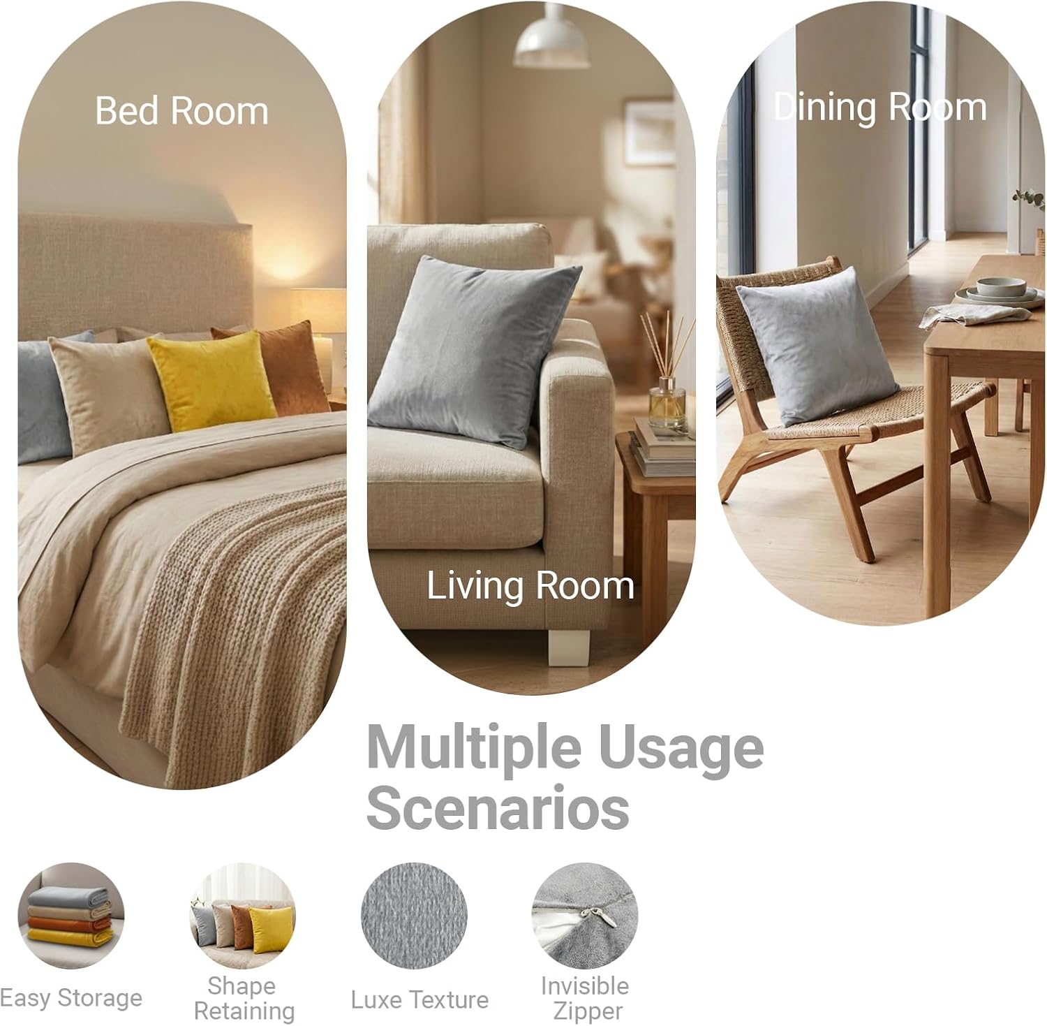 Q&J FABRIC CO. 4 Pack Velvet Decorative Throw Pillow Covers,Soft Square Cushion Case 18x18 Inch Pillow Covers for Living Room Couch Bed Sofa Outdoor Home Decor(Gold/Orange/Silver Grey/Light Coffee)