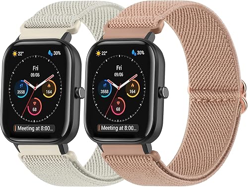 Paquete de 2 bandas Meliya para Amazfit GTS 4  GTS 4 Mini  GTS 3  GTS 2  GTS 2e  GTS 2 mini, pulseras deportivas elásticas ajustables de 0.787