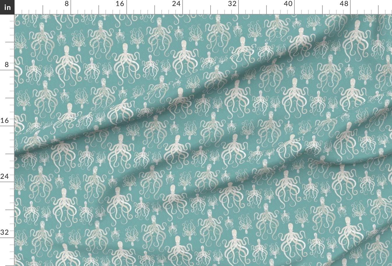 Spoonflower Fabric - Sage Octopus Tentacles Sea Life Creature Aquatic Beach Printed on Minky Fabric by The Yard - Sewing Baby Blankets Quilt Backing Plush