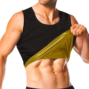 Sauna Shirt for Men, Short Sleeve Sauna Suit, Sweat Body Shaper Mens Sauna Vest Gym Exercise Tank Top