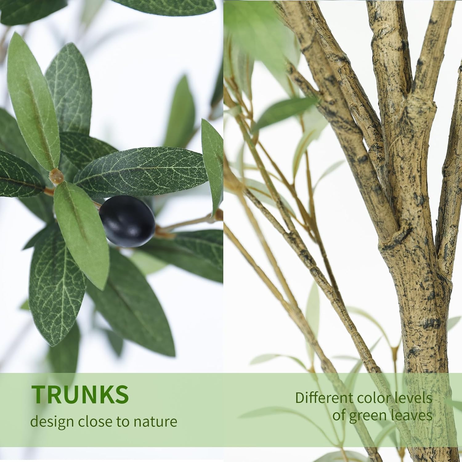 6FT Artificial Olive Tree Indoor Tall Realistic Faux Olive Tree with Plastic Planter, Fake Silk Tree with Handcrafted Branches & Fruits, Large Fake Plant for Home and Office Decor (6FT)