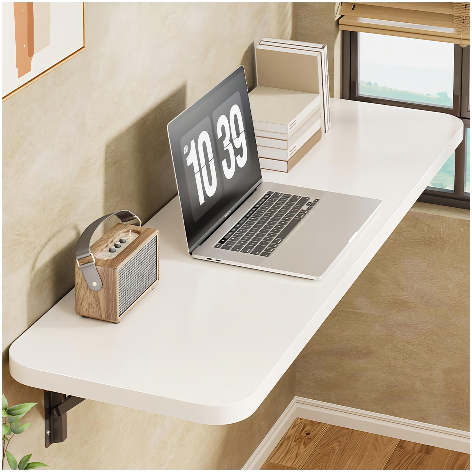 Folding Table on the Wall, Wall Mounted Folding Table, Wall Mounted Bar Tables, Dining room table, Space Saving Fold Down Floating Desk, for Small Spaces(White,20 * 40cm/7.7 * 15.7inch)