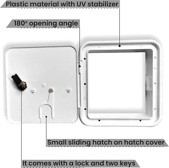 NU-SET | RV Electrical Cable Hatch Lock with Key | RV Cable Hatch Lock with Key | RV Accessories & Door Hardware (White)