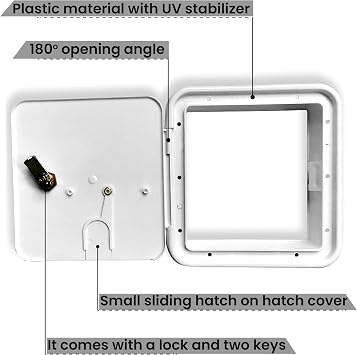 NU-SET | RV Electrical Cable Hatch Lock with Key | RV Cable Hatch Lock with Key | RV Accessories & Door Hardware (White)