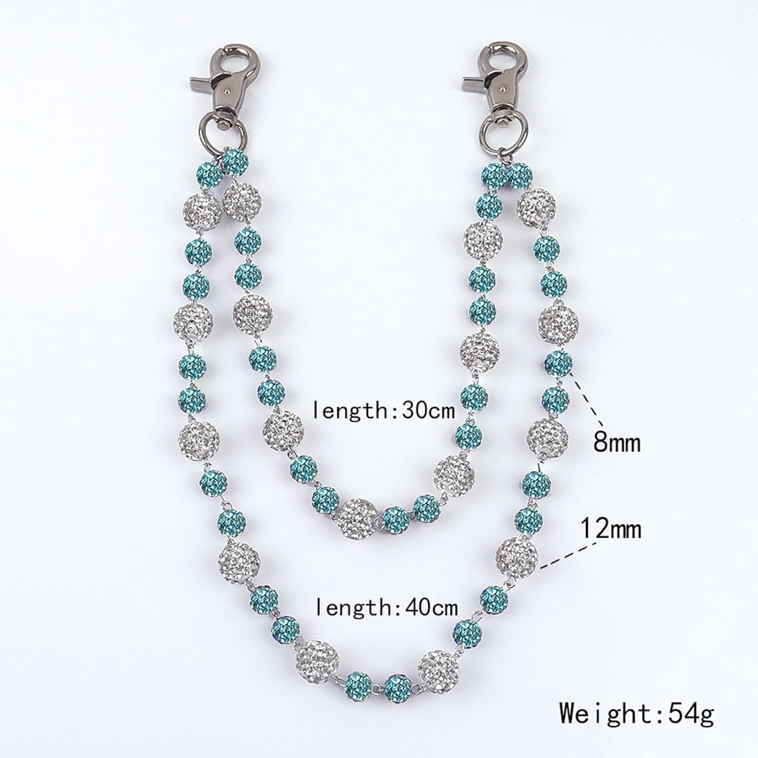 Sparkly Ceramic Beads Waist Chain Bohemian Shiny Bead Keychain Purse Jean Pants Chains for Men Women Accessories - Image 3