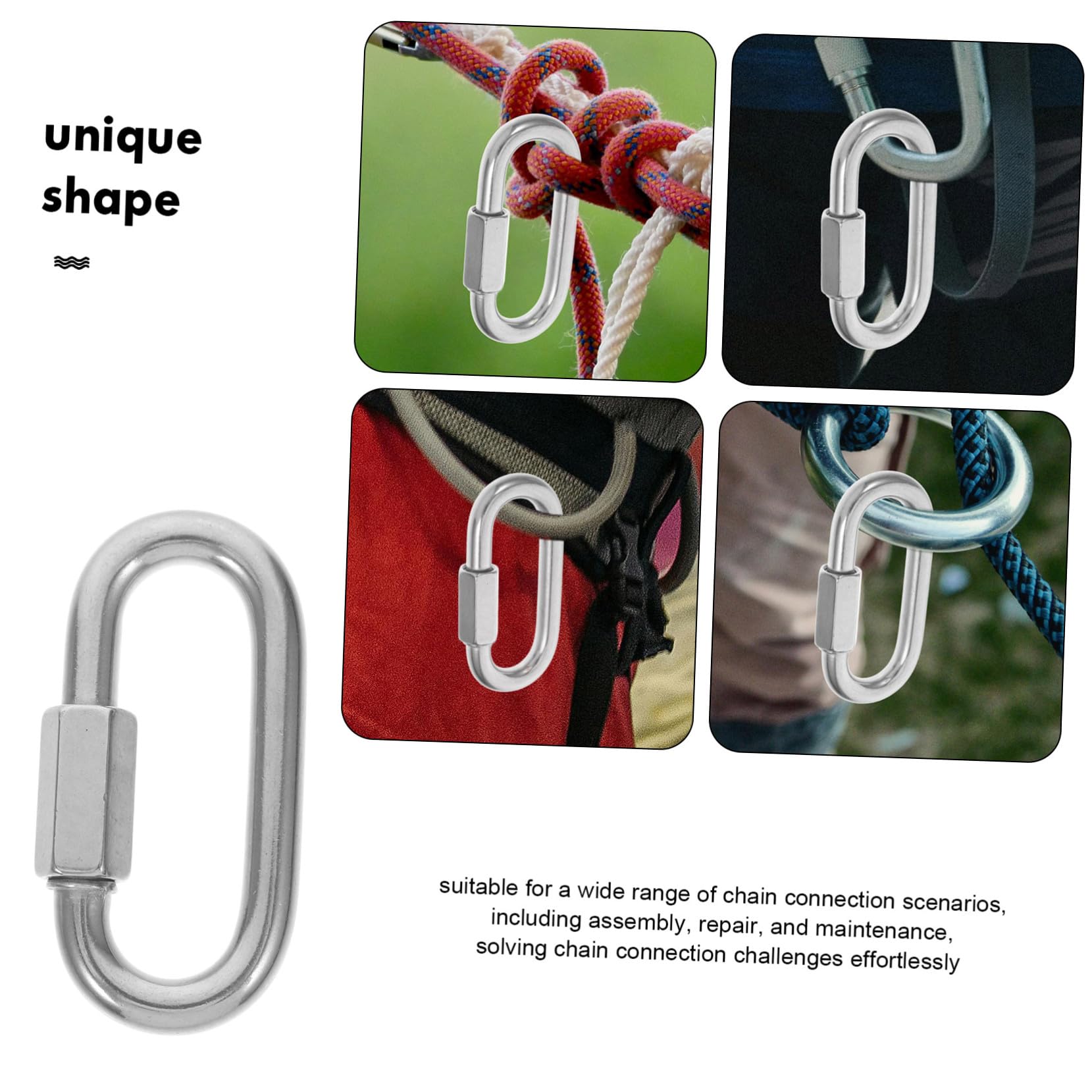 IMIKEYA 10 piezas Conectores de Cadena Rápidos de Acero Inoxidable Eslabones Resistentes con Cierre D para Uso Industrial Construcción y Camping Ahorro Alta Seguridad