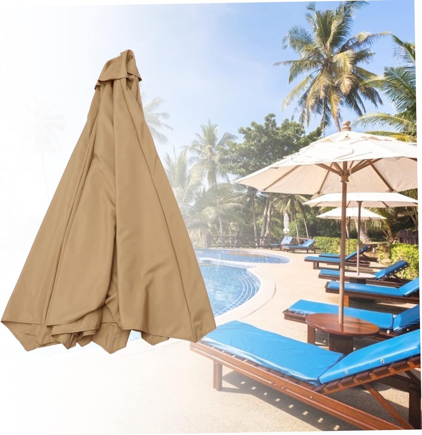 SUPVOX 1pc Large Outdoor Umbrella Cover Fabric for Garden and Patio Use Fits Bones Umbrella Easy to Install Removable and Washable