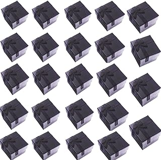 SKEMIX 24PCS Cardboard Jewelry Bangle Gift Boxes Ring Earrings Pendant Box Holder Black or White Insert