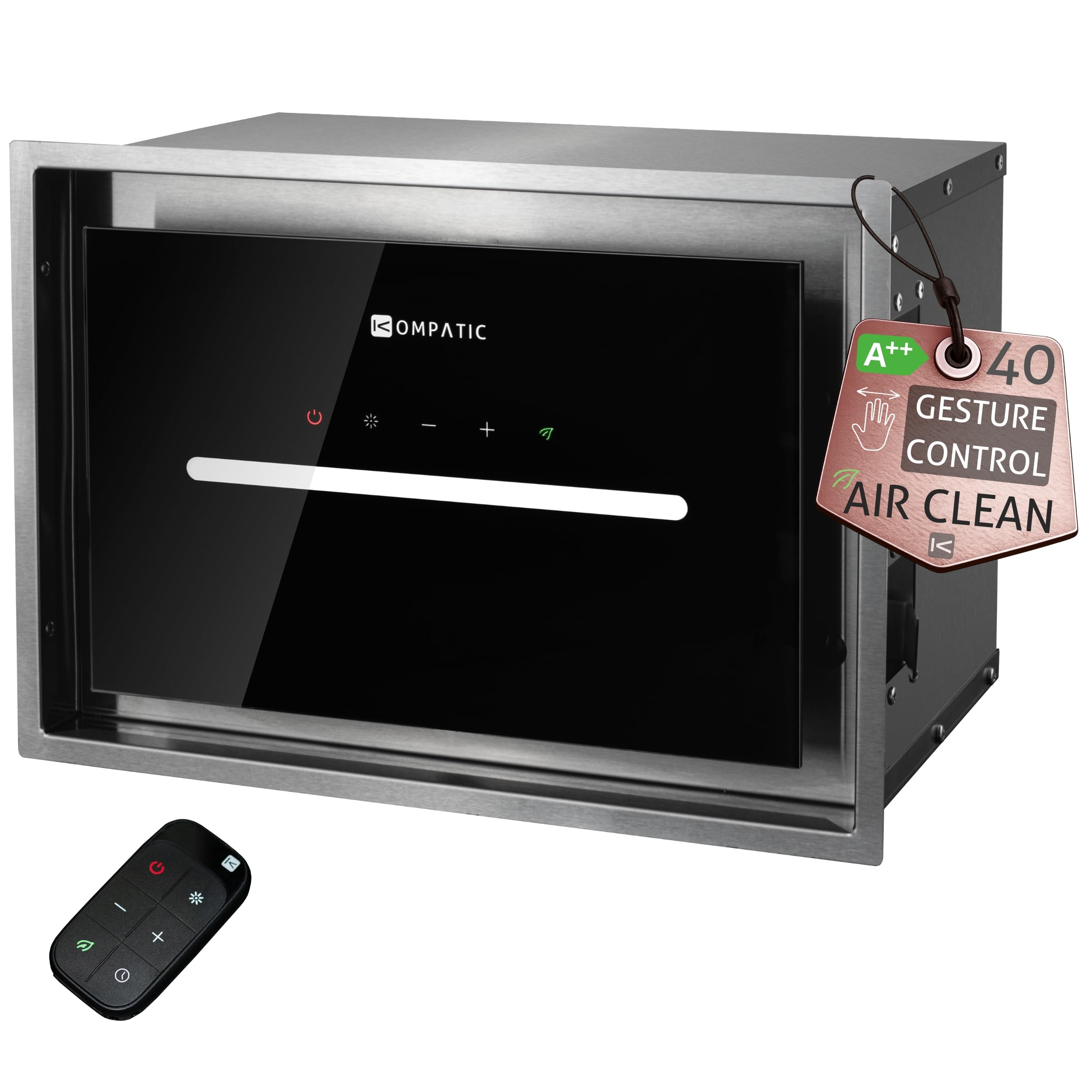 HANA 40 KPHN40BIS Campana Extractora Encastrable, A++, 450 m³/h, Control Gestual, Touch, Mando a Distancia, Modo de Purificación de Aire, LED Regulable, Ajuste Temperatura Color, 40 cm