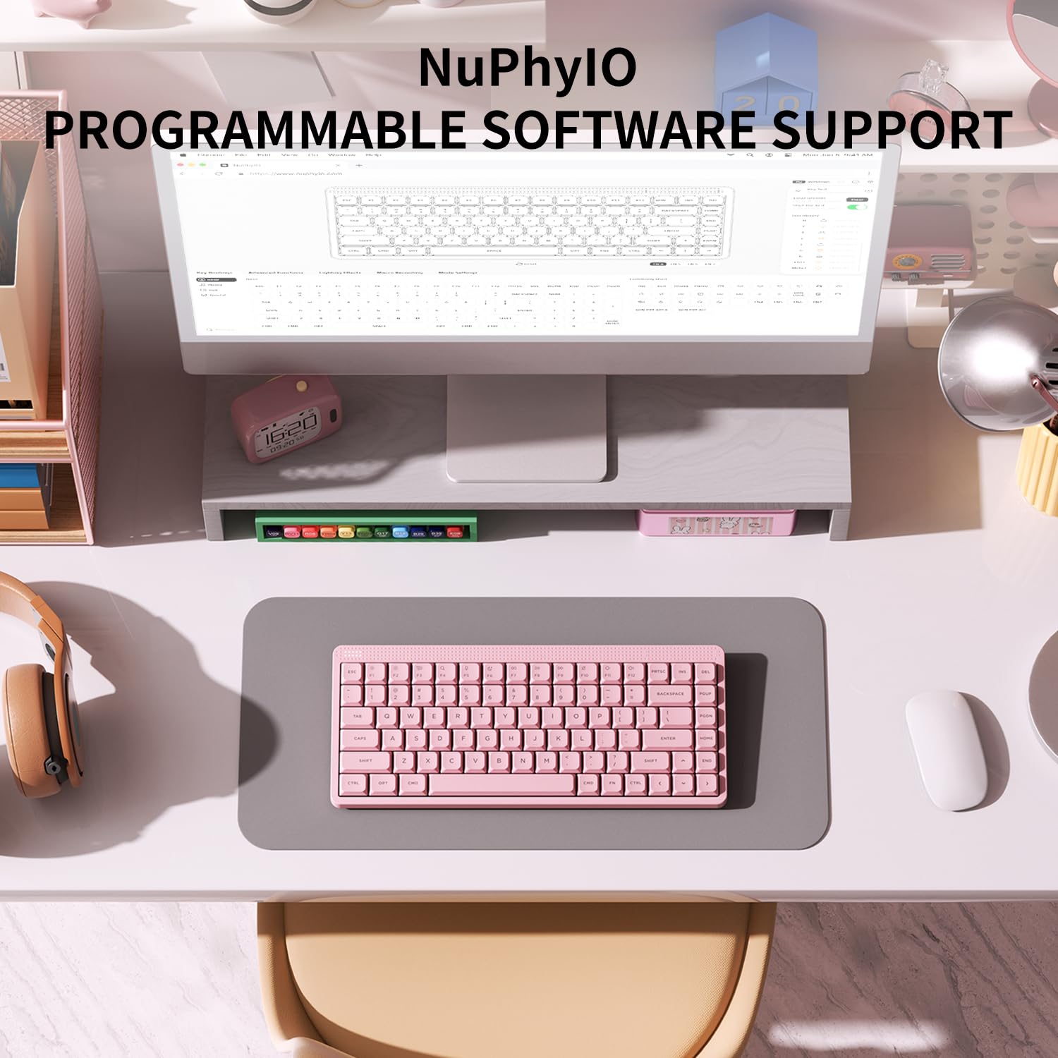 NuPhy Node75 Hot-swap Wireless Mechanical Keyboard Pink-Blush Nano