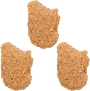 LOGOFUN 3PCS Lifelike Chicken Nuggets Simulation Fake Fried Food Models Realistic Meat Props for Restaurant Kitchen Shop Display Decoration