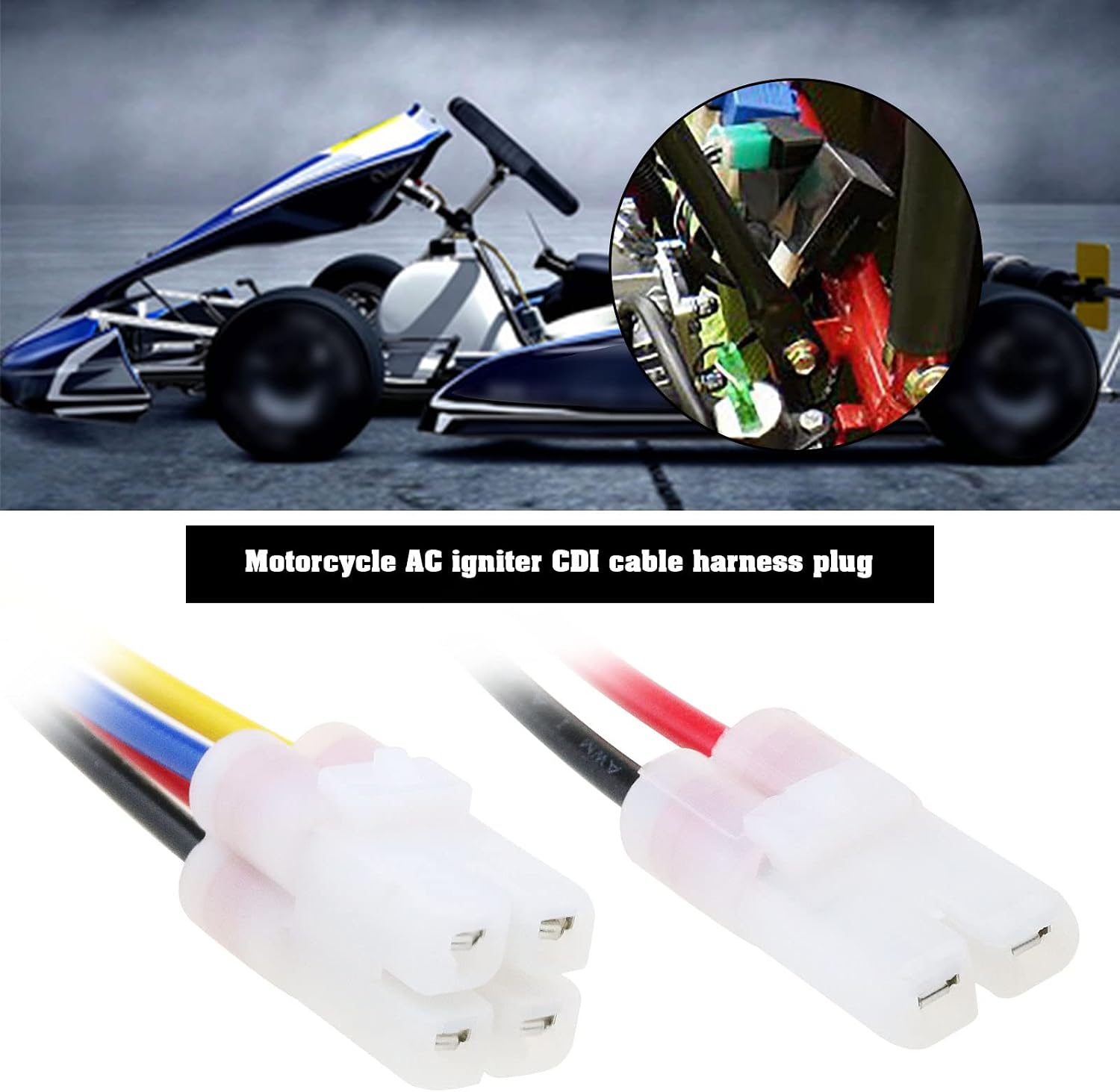 SING F LTD 2PCS CDI Cable Wire Harness Plug Connector (2 Pin+4 Pin) for GY6 4-Stroke 50cc 125cc 150cc Scooter Moped ATV Go Kart 15cm Motorbike Accessories