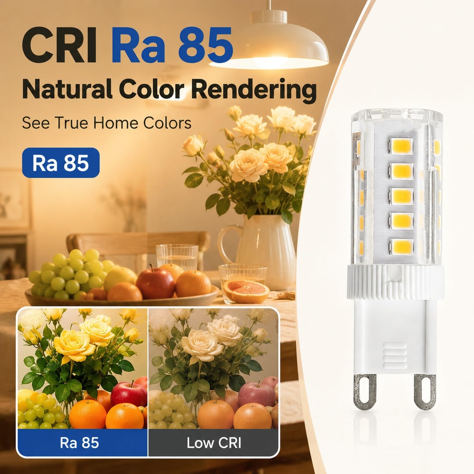 Bombilla LED G9 3 Temperaturas de Color 3W Equivalente a 24W Ahorro de Energía Sin Parpadeo Alto Brillo CRI>80 No Regulable para Dormitorio Salón Cocina(7 Pack)