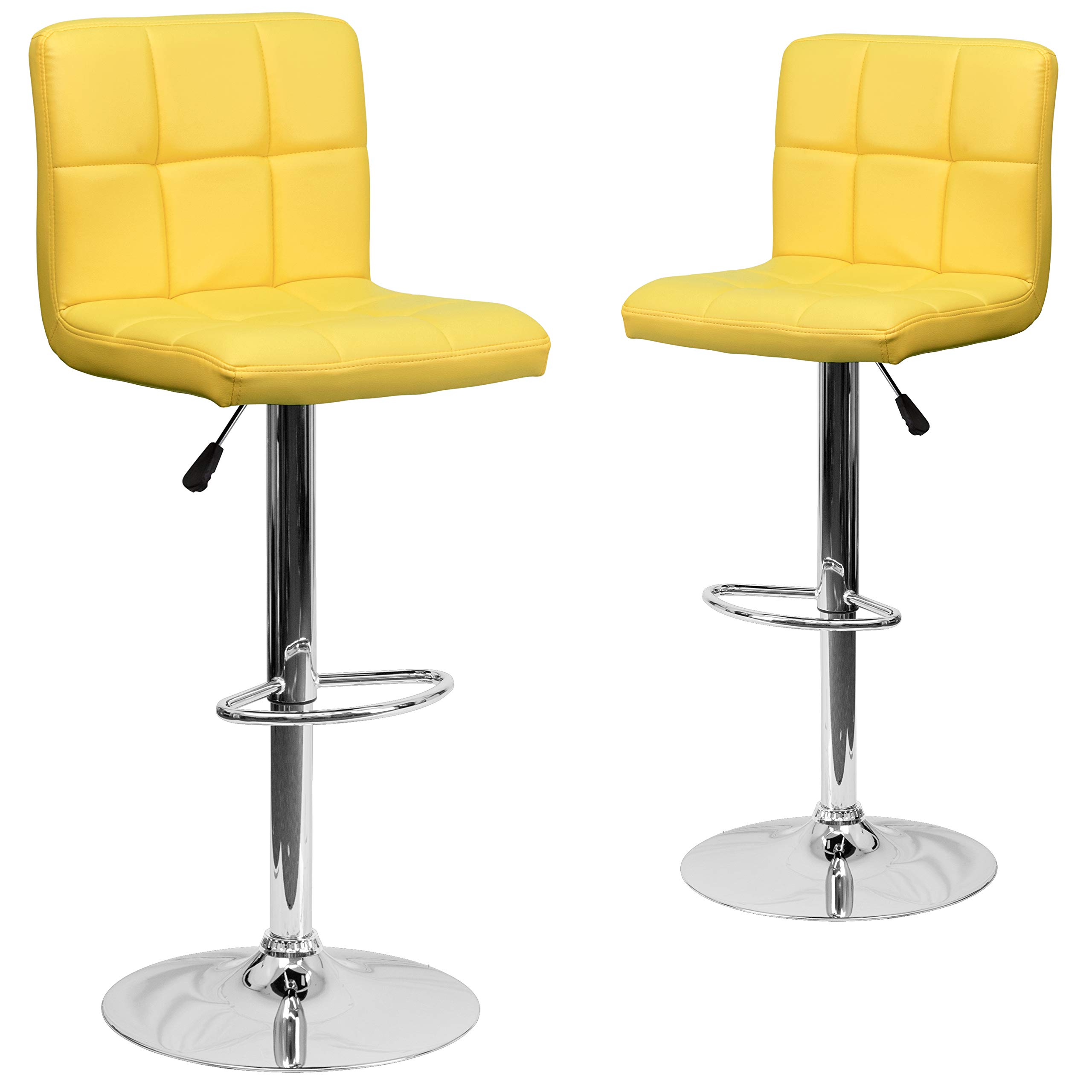 Flash Furniture Alexandra - Set di 2 sgabelli da Bar in Vinile Trapuntato, Altezza Regolabile, con Base cromata