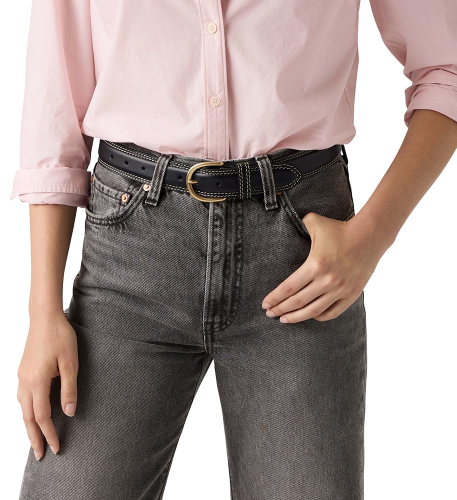 Olivia Classic Feather Edge Belt Caviar